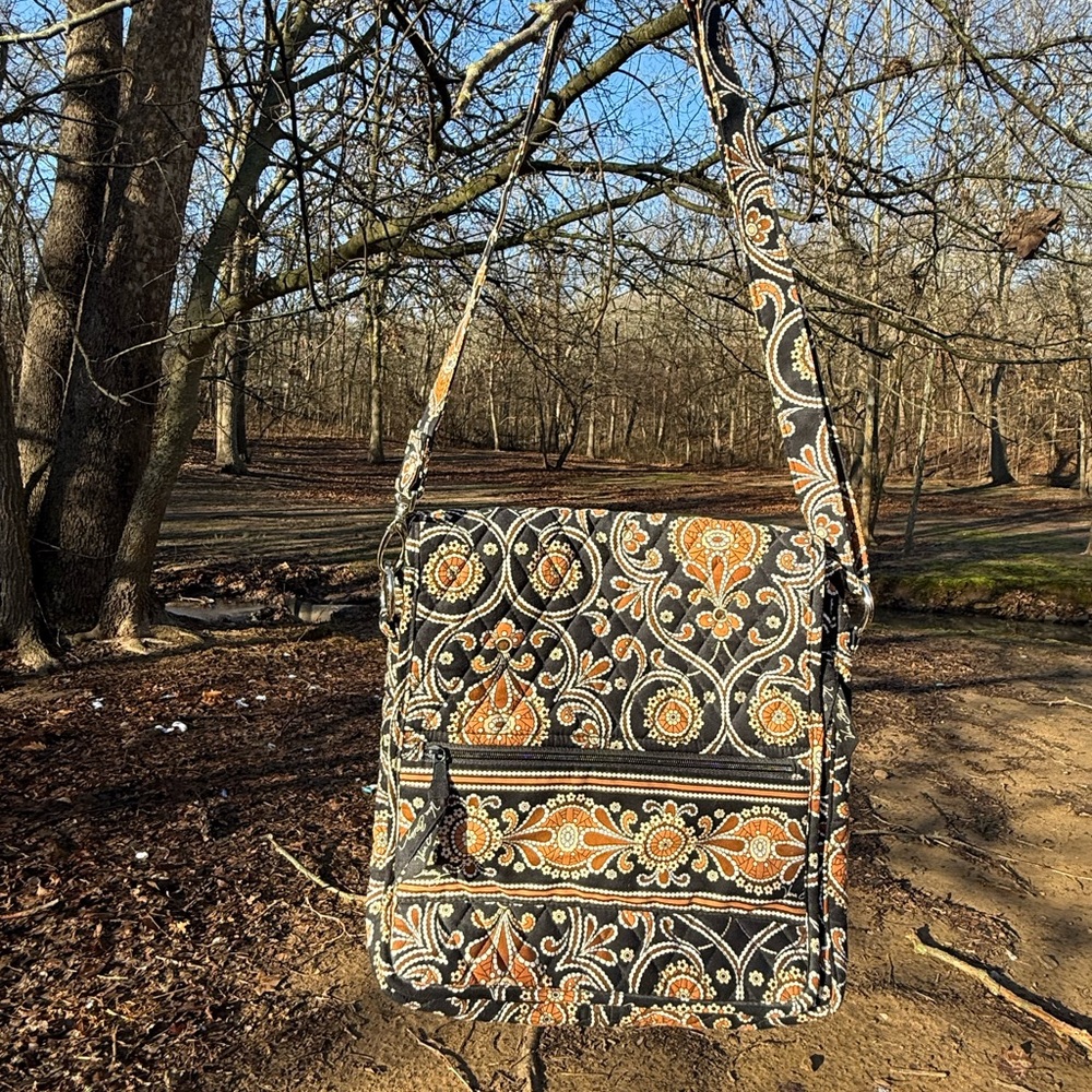 Vera Bradley Black and Orange Quilted Paisley Crossbody